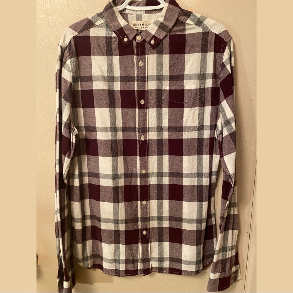 Urban Man Plaid Button Down Shirt